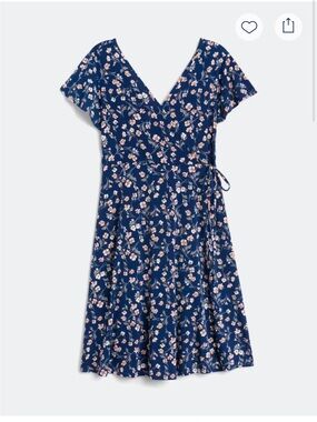 Kaileigh Navy Floral Faux-Wrap Dress